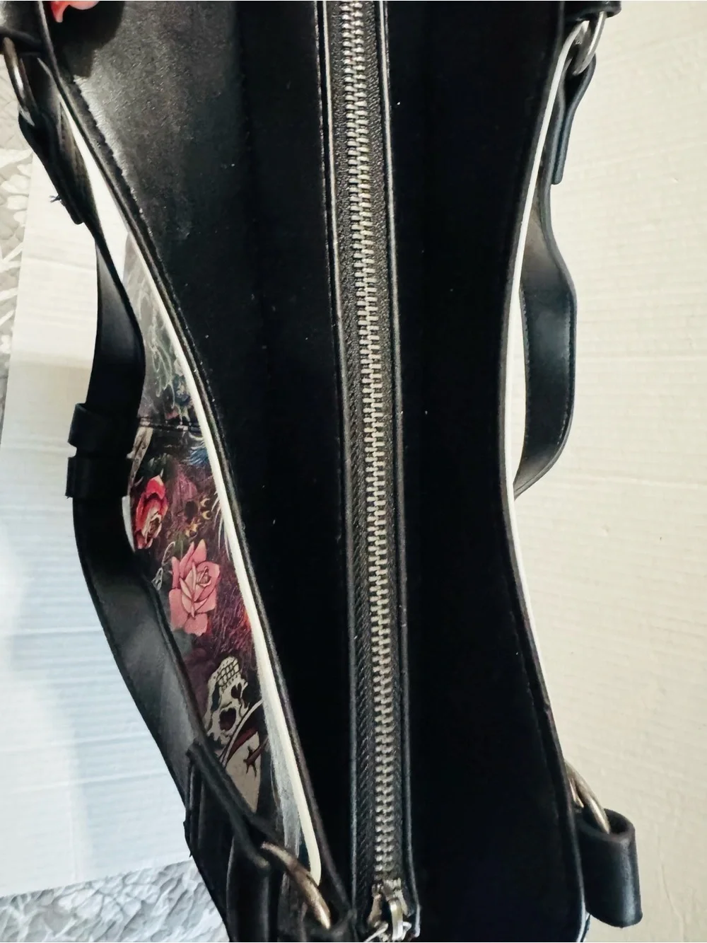 Ed Hardy embellished Black Floral Skull Tote Bag BNWT